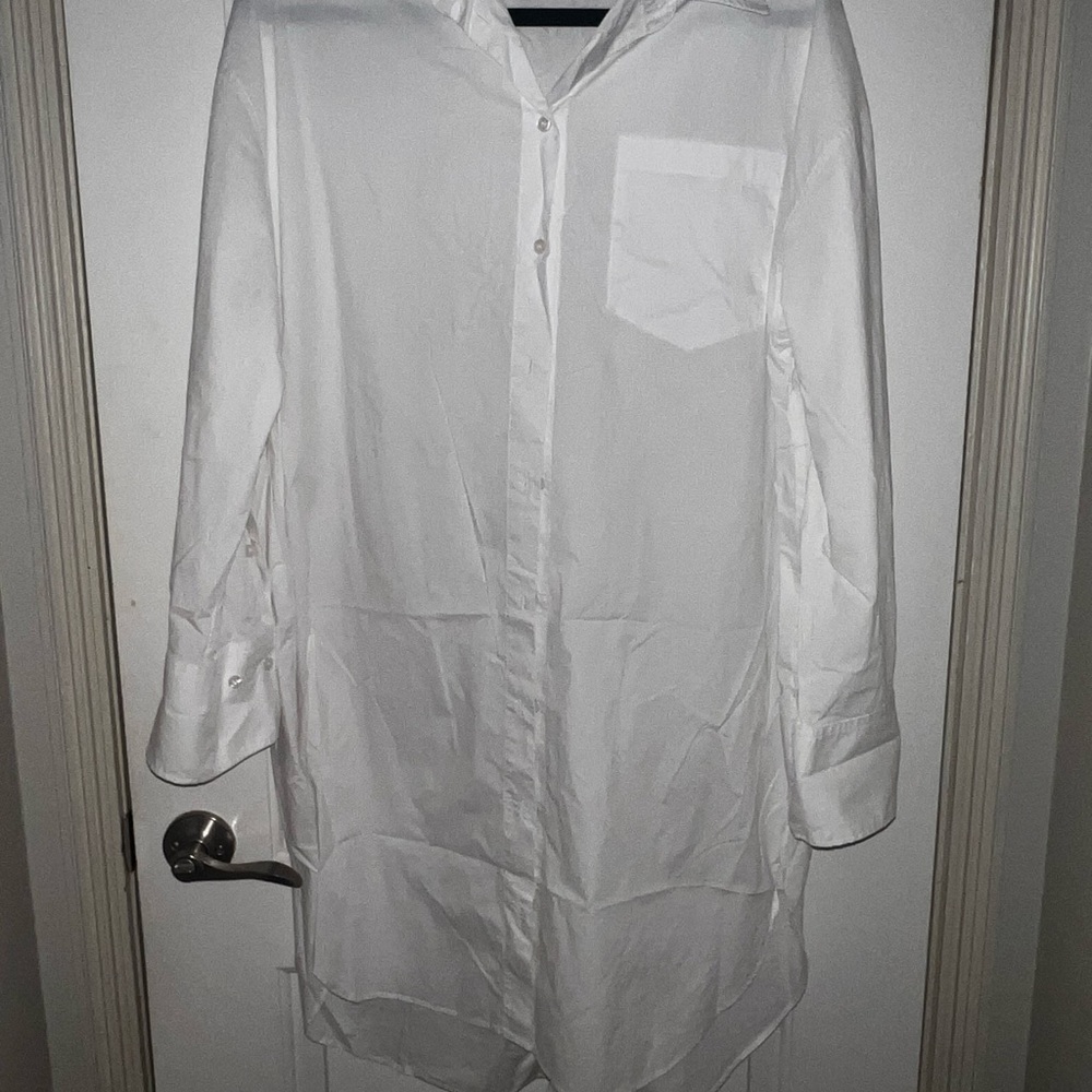 Zara White Long Sleeve Dress Minimalist Design